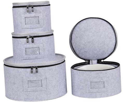 SiaBiced Lot de 4 Récipients de Rangement en Porcelaine pour Assiettes, Tasses, Vaisselle