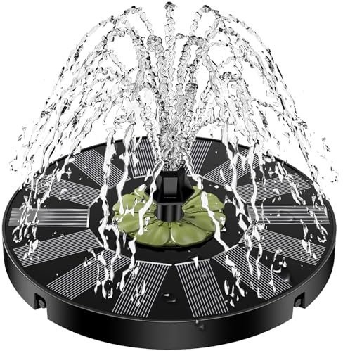 Yzert Solar Water Fountain, Solar Fountain for Bird Bath 2025 Upgrade Glass Panel, Solar Powered Water Feature Floating Solar Power Fountain with 8 Nozzle & 4 Fixer for Garden, Pool, Pond
