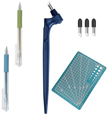 Cutter de Précision Outils de Coupe D'artisanat 1 Stylo de Coupe avec 2 Morceaux de Lame Rotative à 360 Degrés 1 Tapis de découpe 2 Couteau Stylo Artisanal pour Scrapbooking Sculpture Bricolage