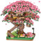 JEMPET Juego de construcción de casa de árbol de cerezo con flores de cerezo, mini bloques de construcción para adultos