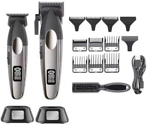 Lot de 2 tondeuses à cheveux professionnelles pour homme - Tondeuse à cheveux électrique sans fil rechargeable