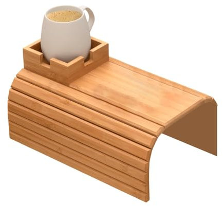 Nuytghr Couch Arm Tray, Wooden Sofa Drink Holder, Anti-Slip Side Table Organizer, Cup and Cellphone Storage, Sofa Armrest Organizer for Home, Living Room, Offices