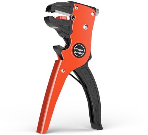 VCELINK Pinza Spelafili Automatica 2 in 1 con Lama in Mn65 per Spelatura e Taglio di Cavi da 0,2-6 mm² - Pinza Spelacavi frontale per Lavori di Precisione, nero