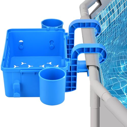 DUOJIN Pool Aufbewahrungskorb und 2 Tassenhalter, 10L Zubehör für Schwimmbadrahmen, Frame Pool, Rahmen Pool