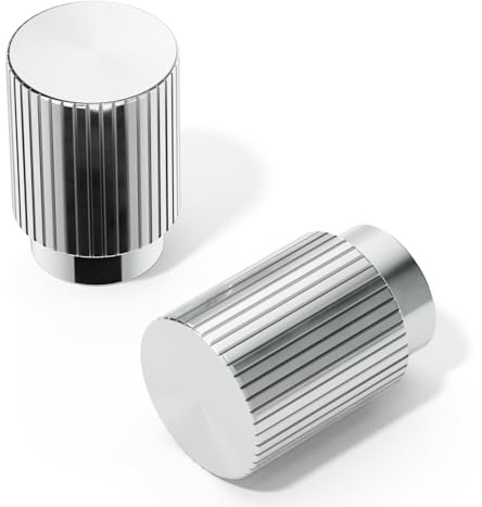 FURNIWARE 10 Stück Schrankknäufe Chrom, Möbelknöpfe Antik Silber, küchenknöpfe 20mm Rund, Türgriffe Küche Knauf Vintage, Türknauf mit Linienmuster, Kommode für Schränke Kleiderschrank