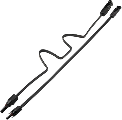 Leehitech 2 Stück Solarpanel Flachkabel 4mm² 100cm Fensterdurchführung | Fensterdurchführung Solarkabel flexibel PV Stromkabel mit Stecker & Kupplung, für Balkonkraftwerk, Solarkraftwerk