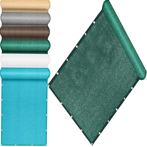 QINLIQIN Balkon Sichtschutz 86 x 118 cm Zaunblende Sichtschutz Atmungsaktiv Schützt Privatsphäre mit Ösen, Nylon Kabelbinder Und Kordel für Terrassen Swimming Pool, Dunkelgrün