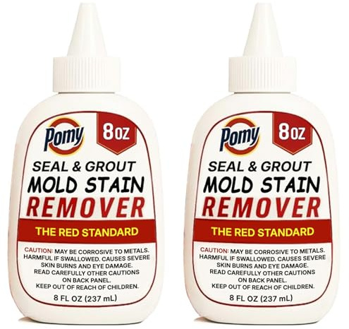 Pomy Professional Grade Mold Stain Remover Gel (2 Pack-16 oz Total) Thick No-Run Gel for Shower Caulk, Grout Lines, Washing Machine Gasket, Front Loader Door Seal, Tile and Bathroom Surfaces