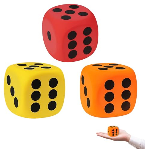 SongBuydn Schaumstoffwürfel, 3 Stück Würfel Groß 6 cm, Bunte Flüsterwürfel aus Eva, Ideal für Familienspiele, Kindergarten und Schule, Robuster Schaumstoffwürfel Gross