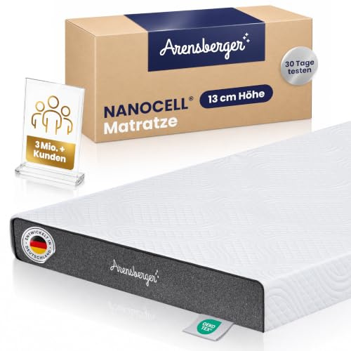 Arensberger Matratze Anna 90x190cm Höhe 13cm | NANOCELL® Gel-Schaum | Mittelfest H3 | Premium-Bezug 240g/m² | 60°C waschbar | Kaltschaum-Matratze 90x190 | Öko-Tex Zertifiziert