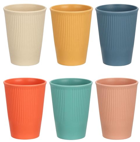 Voency Lot de 6 gobelets en plastique réutilisables de 0,35 l - Sans BPA - Gobelets en plastique PP réutilisables - Gobelets à café - Gobelets à boire - Pour le thé, le camping, le bureau et la