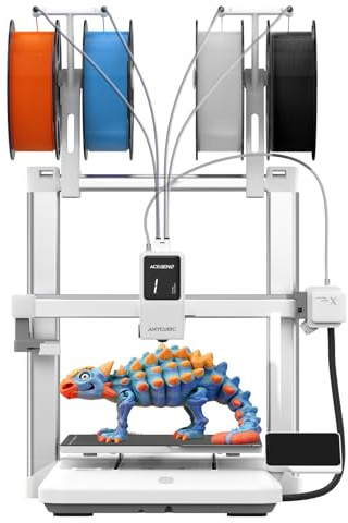 Anycubic Kobra X 3D Drucker Mehrfarbig, Verbesserte Auto Leveling | Weicher und Harter Multifilamentdruck, 4-Farbdruck bis zu 19 Farbdruck für Anfänger, Druckgröße 260 x 260 x 260 mm