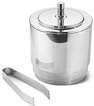 Georg Jensen Manhattan Ice Eimer und Zange, SS, 1,5l, Edelstahl, silber, 14,6 x 14,6 x 18,1 cm