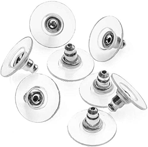 RUBY - 60pcs Ohrstecker Verschluss Rohlinge Ohrring Silikon Stopper Klar, Ohrringstecker Ohrringverschlüsse (Plastik - Edelstahl)