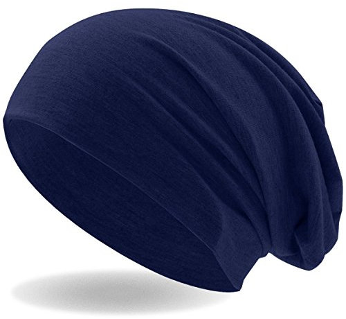 Hatstar® Klassische Slouch Long Beanie Mütze | leicht und weich | für Damen und Herren | Übergangsmütze für Frühling und Sommer (Navy)