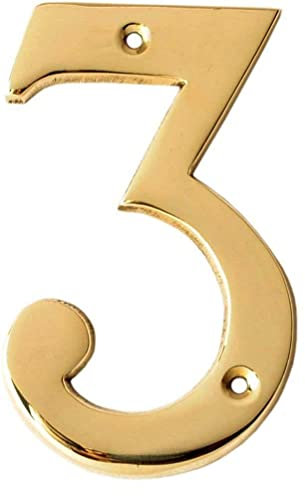 ESPLANADE Targhetta numerica adesiva in ottone da 10,2 cm, numero civico per casa, hotel, numero da 0 a 9 (3 (tre)