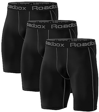 Roadbox 3er Pack Herren Kompressionsshorts, Schnelltrocknendes Baselayer Unterhose Tights Kurz Hose Laufunterwäsche M 3er Pack: Schwarz, Schwarz, Schwarz