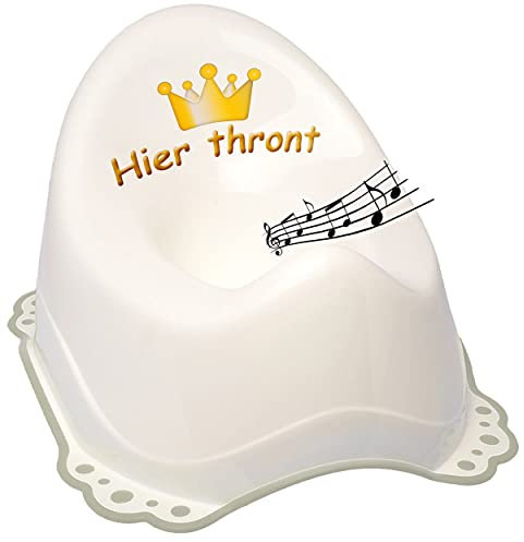 alles-meine.de GmbH Musik & Sound - Anti RUTSCH - Töpfchen/Nachttopf/Babytopf - weiß - grau Hier thront Bieco - Melody - mit großer Lehne + Spritzschutz - rutschfest Anti..