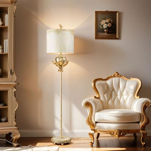 Licht-Erlebnisse Kunstvoll Stehlampe ELIF Ø19cm 163cm Putty Creme Stoff dekorativ Modern Wohnzimmer Design Bodenleuchte