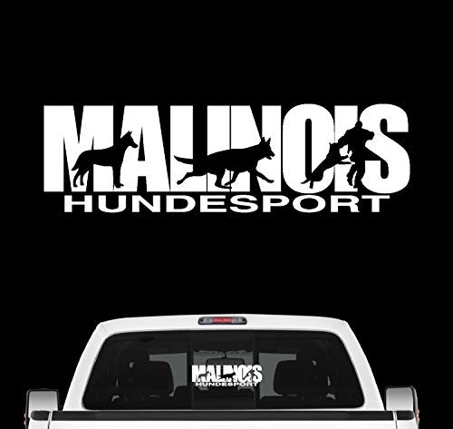 siviwonder Malinois Hundesport Auto Aufkleber Hund Folie Belgian Mali Schäferhund Farbe Weiß, Größe 80cm
