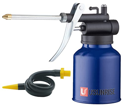 Oil Can Pump Heavy Duty Pistol Type Oiler with Metl & Flexible Spout (Blue)