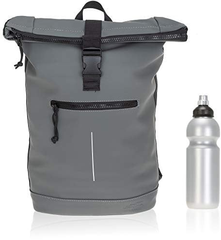 New Rebels Rucksack Plane Time Bag Kurierrucksack Roll-up Fahrradrucksack Sport Fitness + Flasche (Grau 38)