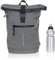New Rebels Rucksack Plane Time Bag Kurierrucksack Roll-up Fahrradrucksack Sport Fitness + Flasche (Grau 38)