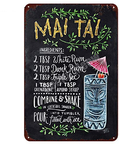 Mai Tai Tiki Bar Poster Open Summer Beer Retro Metall Blechschilder Mojito Martini CUBA LIBRE Cocktail Plakette Pub Bar Kunst Aufkleber Wanddekoration