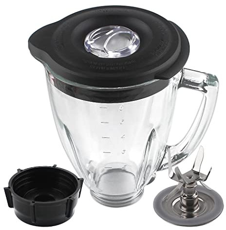 Joyparts Piezas de repuesto de tarro de vidrio de 6 tazas con cuchilla, compatible con licuadoras Oster