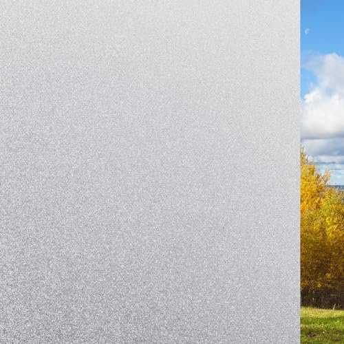 WAENLIR Fensterfolie Selbsthaftend Blickdicht Milchglasfolie Sichtschutzfolie Fenster Anti-UV Folie Statische Fensterfolien Für Bad Büro Zuhause 90 x 200 cm