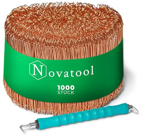 Novatool Drillapparat und Drahtsackverschlüsse | geglüht 1,0 x 200mm 1000 Stück | mit Kunststoff Rödeldraht Bindedraht Sackverschlüsse Verschlussdraht
