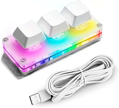 Ecarke USB Mini 3-Key Keypad Mechanical Gaming Keyboard Programming Macro with Software OSU HID Standard Keyboard（Upgrade Cherry Shaft & RGB LED）