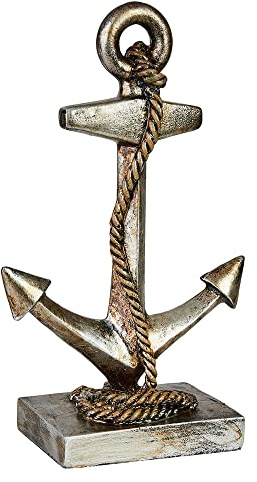Hansmeier® Deko Statue Anker - Maritime Wohnungs-Deko - 23 x 14 x 7 cm - Design-Dekoration zum Hinstellen