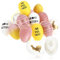 com-four® 16x Ostereier zum Aufhängen - Bunte Ostereier mit Motiv und Schriftzug - Hängedeko für den Osterstrauß (16 Stück - gelb/weiß/pink)