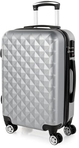 ITACA - Valise Cabine 55x40x25 Rigide Légère à Roulette 4 Roues Pivotantes avec Cadenas à Combinaison TSA Bagage Cabine Idéal pour Voyager en Avion Petite Valise Compacte Compatible avec Ry, Argenté