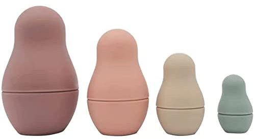 OLOTU Matryoshka Nesting Dolls 4 Pack Silicone Matryoshka Russian Stacking Dolls Solid Color for Christmas Parent Child Activities DIY Enthusiasts Development Toys