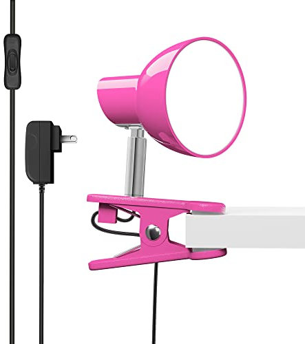 TOPMB LED Clip on lamp,5W Super Bright Reading Light, 330° Rotation Small Lamp with Clamp on Desk/Table/Bed Headboard/Cupboard Home Lighting, Modern and Save Space Illumination Powerful Lamp Pink