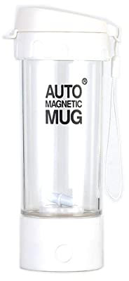 Maizoon Taza Mezcladora Eléctrica Taza Mezcladora Magnética Automática 3S Magnetización Diseño de Tapa Volteable Fácil de Beber sin Tapa Café y Otros Polvos 350ml/12oz Blanco