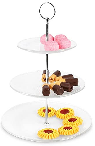 Servierplatte Serviertablett Servierständer Tortenständer Etagere Platte aus Glas 3-stöckig 33 cm