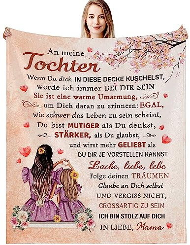 G-dake Tochter Geschenke von Mama, Kuscheldecke für Meine Tochter Geschenk Mutter Tochter Decke mit Spruch Geschenkideen für Geburtstag Weihnachten Geburtstagsgeschenk, 130x150cm