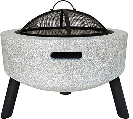 ZAANU Feuerstelle Feuerstelle für den Außenbereich, holzbefeuerte Feuerstelle, mit rundem Funkenschutz, Kaminschürhaken und Metallgitter