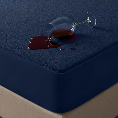 Utopia Bedding Waterproof Mattress Protector King 150 x 200 cm Navy, Fits Up to 40 cm Deep Mattresses, Premium Terry King Mattress Protector, All Around Elastic, King Mattress Cover