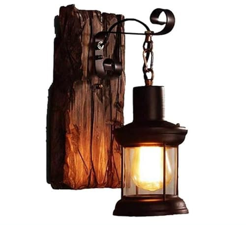 Rustikale Wandleuchte Vintage Retro Wandlampe Nostalgische Wandleuchten Metall Glas Kreative E27 Rustikal Holz Wandbeleuchtung Restaurant Cafe Wand Lampe Korridor Küche Schlafzimmer Wohnzimmer