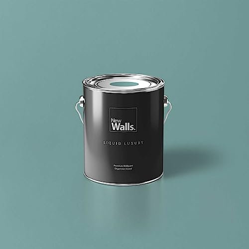 New Walls Pintura de emulsión líquida de lujo para interiores, color azul, verde jade – 2,5 l