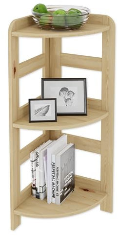 Lenmar Serie R, Natur, Braun, Holzregal, Kiefer, Holz, Hellbeige, 3-5 Böden, 89-166 cm Bücherregal, Holzregal, Standregal, Wandregal (R-03, 89x33x33 cm, 3 Böden, Natur)