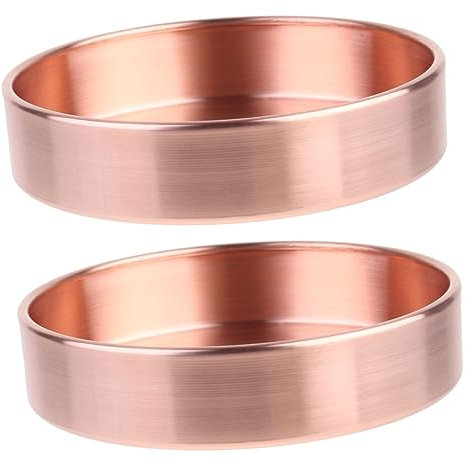 Warmhm 2pcs Copper Tray Jewelry Storage Vintage Plates Vintage Tray Tv Tray Jewelry Plate Round Ice Cube Trays Desktop Round Tray Metal Ornaments Finishing Board Jewelry Tray Storage Tray