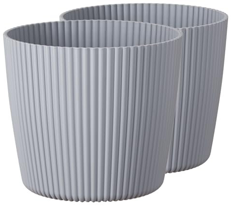 Tymar Pot de Fleurs, jardinière, Lot de 2, Forme Ronde((2pack) Gris Clair, ø 35 cm)