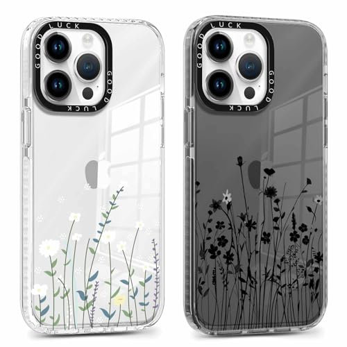 Xylota 2 Stück Handyhülle für iPhone 11 Pro 5,8 Hülle, Durchsichtig Aesthetic Blumen Muster Case, Weich Silikon Dünn TPU Stoßfeste Kratzfest Schutzhülle Frauen Mädchen Mode Cover für iPhone 11 Pro