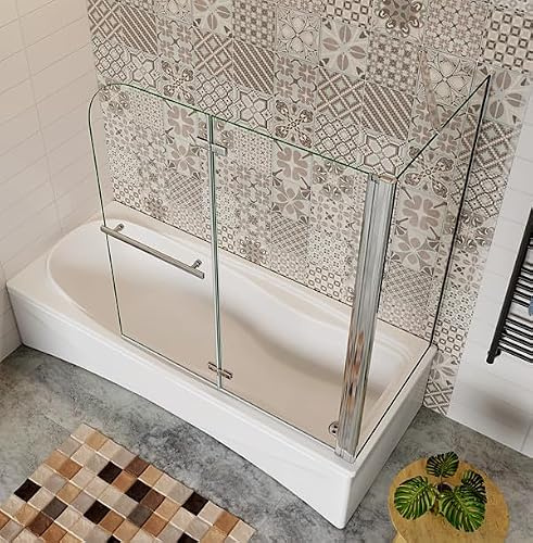 Aica Sanitär Badewannenaufsatz Duschabtrennung Duschwand Dusche für Badewanne,2-tlg,Faltwand mit Handtuchhalter,120x75cm