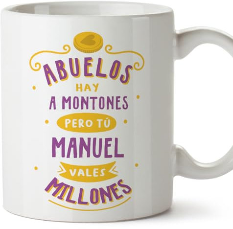 Mugffins Tassen Personalisieren mit Spruch für GROßVATER/OPA - Auf Spanisch - Hay a montones_Abuelo - 11 oz / 330 ml - Individuell Anpassbar Geschenk